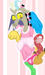 Size: 300x500 | Tagged: safe, artist:dinoburger, discord, g4, clothes, dress, duo, femboy discord