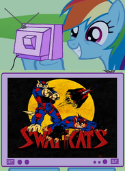 Size: 564x770 | Tagged: safe, rainbow dash, pony, g4, exploitable meme, meme, swat katz, tv meme