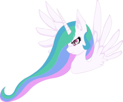 Size: 2950x2437 | Tagged: safe, artist:tehdragonoverlord, princess celestia, alicorn, pony, g4, female, high res, mare, simple background, solo, spread wings, transparent background, upper body, wings