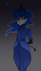 Size: 365x629 | Tagged: safe, artist:bikkisu, princess luna, human, g4, clothes, female, humanized, riding crop, solo, uniform