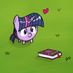 Size: 1000x1000 | Tagged: safe, artist:a-leksey, twilight sparkle, crab pony, pig pony, g4, book, grass, heart, meme, that pony sure does love books