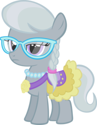 Size: 1545x2000 | Tagged: safe, artist:theflutterknight, silver spoon, earth pony, pony, g4, female, glasses, saddle, simple background, solo, transparent background, vector