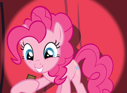 Size: 6601x4858 | Tagged: safe, artist:theflutterknight, pinkie pie, earth pony, pony, g4, absurd resolution, curtains, cute, diapinkes, female, looking at you, solo, spotlight, stand up comedy