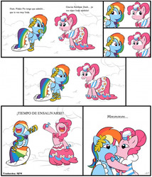 Size: 684x800 | Tagged: safe, pinkie pie, rainbow dash, g4, comic, female, lesbian, ship:pinkiedash, shipping, spanish, translation