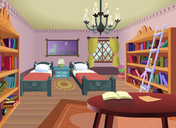 Size: 4000x2909 | Tagged: safe, artist:sigmavirus1, turnabout storm, ace attorney, background, hotel room, ladder, manehattan, no pony, stepladder