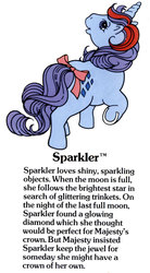 Size: 550x1000 | Tagged: safe, sparkler (g1), pony, g1, official, bow, female, g1 backstory, my little pony fact file, solo, tail bow