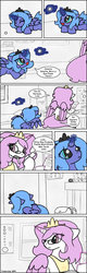 Size: 570x1781 | Tagged: safe, princess celestia, princess luna, g4, comic, spanish, translation