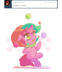 Size: 737x854 | Tagged: safe, artist:haute-claire, ruby pinch, pony, ask ruby pinch, g4, ask, bipedal, solo, tumblr