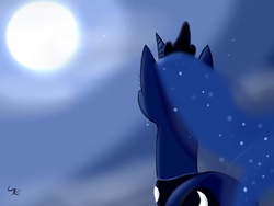 Size: 1600x1200 | Tagged: safe, artist:elenminah, princess luna, alicorn, pony, g4, crying, female, mare, moon, night, solo