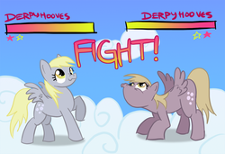 Size: 1000x684 | Tagged: safe, artist:flashinthepan, derpy hooves, pegasus, pony, g4, female, fighting game, mare