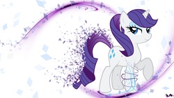 Size: 1920x1080 | Tagged: safe, rarity, pony, unicorn, g4, alternate hairstyle, female, mare, raised hoof, solo, wallpaper