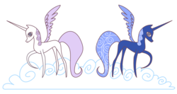 Size: 1162x620 | Tagged: safe, artist:juliefoodesigns, princess celestia, princess luna, alicorn, pony, g4, female, simple background, transparent background, vector