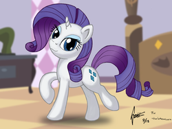 Size: 1328x996 | Tagged: safe, artist:snetri, rarity, pony, unicorn, g4, female, looking at you, mare, signature, solo