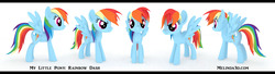 Size: 3559x972 | Tagged: safe, artist:rivenchan, rainbow dash, pegasus, pony, g4, 3d, female, mare, model, solo