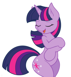 Size: 810x875 | Tagged: safe, artist:aggressively pastel, artist:joey darkmeat, twilight sparkle, pony, unicorn, g4, bipedal, curvy, eyes closed, female, hind legs, legs together, mare, open mouth, open smile, simple background, smiling, solo, stupid sexy twilight, svg, thighlight sparkle, transparent background, unicorn twilight, vector, wide hips