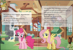 Size: 1200x829 | Tagged: safe, fluttershy, pinkie pie, dragon, comic:fluttershy und der drache, g4, german comic, official, german, story, translated in the comments
