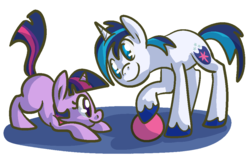 Size: 1001x623 | Tagged: safe, artist:ponygoggles, shining armor, twilight sparkle, g4, ball, filly