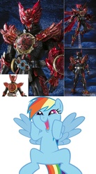 Size: 600x1084 | Tagged: safe, rainbow dash, g4, irl, kamen rider, kamen rider ooo, photo, toy