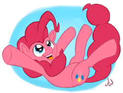 Size: 1458x1100 | Tagged: safe, artist:hak2, pinkie pie, earth pony, pony, g4, falling, female, mare, open mouth, solo