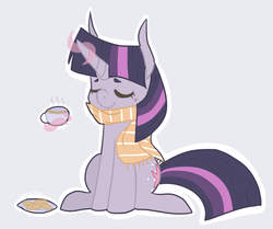 Size: 799x667 | Tagged: safe, artist:sunomii, twilight sparkle, g4, clothes, cookie, scarf, tea