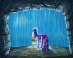 Size: 2500x2000 | Tagged: dead source, safe, artist:brony2you, twilight sparkle, pony, g4, female, high res, solo, waterfall