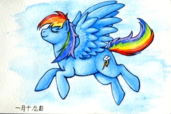 Size: 1589x1053 | Tagged: safe, artist:silvergriffonace, rainbow dash, pony, g4, female, solo, traditional art