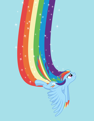 Size: 3264x4182 | Tagged: safe, artist:crunchnugget, rainbow dash, pegasus, pony, g4, blue background, flying, rainbow trail, simple background, solo, sparkles