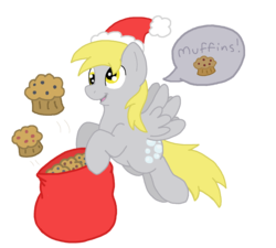 Size: 2226x2002 | Tagged: safe, artist:thedoggygal, derpy hooves, pegasus, pony, g4, christmas, female, hat, high res, holiday, mare, muffin, santa hat, simple background, solo, transparent background