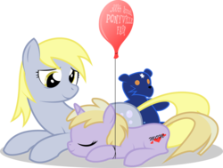 Size: 2845x2150 | Tagged: safe, artist:emkay-mlp, derpy hooves, dinky hooves, pegasus, pony, ursa minor, g4, equestria's best mother, female, high res, mare, plushie, ursa plush