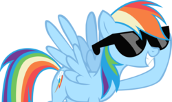 Size: 3748x2232 | Tagged: safe, artist:emkay-mlp, rainbow dash, pegasus, pony, g4, the mysterious mare do well, female, high res, mare, rainbow dash's sunglasses, simple background, solo, sunglasses, transparent background, vector
