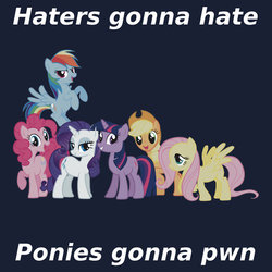 Size: 550x550 | Tagged: safe, applejack, fluttershy, pinkie pie, rainbow dash, rarity, twilight sparkle, g4, clothes, haters gonna hate, mane six, merchandise, redbubble, shirt, text