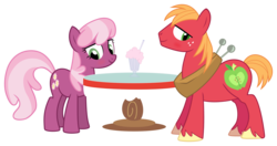 Size: 2999x1587 | Tagged: safe, artist:jackofmosttrades, big macintosh, cheerilee, earth pony, pony, g4, male, ship:cheerimac, shipping, simple background, stallion, straight, transparent background, vector