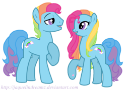 Size: 1774x1270 | Tagged: dead source, safe, artist:jaquelindreamz, rainbow dash, rainbow dash (g3), earth pony, pony, g3, g4, female, g3 to g4, generation leap, male, mare, rainbow blitz, rainbow blitz (g3), rule 63, self paradox, self ponidox, simple background, stallion, transparent background