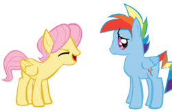 Size: 855x549 | Tagged: safe, artist:xoxpeaceheartxox, fluttershy, rainbow dash, pegasus, pony, g4, butterscotch, eyes closed, flutteryay, male, rainbow blitz, rule 63, simple background, stallion, transparent background, yay