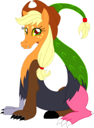 Size: 603x820 | Tagged: safe, artist:cdla, applejack, draconequus, g4, draconequified, eyebrows, fangs, female, freckles, simple background, solo, species swap, transparent background