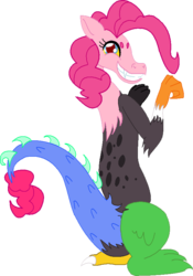 Size: 595x851 | Tagged: safe, artist:cdla, pinkie pie, draconequus, g4, chaos magic, draconequified, female, pinkonequus, solo, species swap, xk-class end-of-the-world scenario