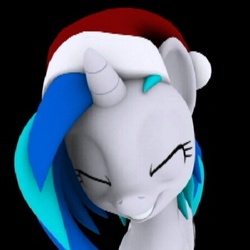 Size: 402x402 | Tagged: safe, artist:hashbro, dj pon-3, vinyl scratch, pony, g4, 3d, christmas, female, happy holidays, hat, santa hat, solo