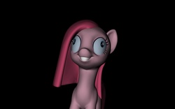 Size: 1440x900 | Tagged: safe, artist:hashbro, pinkie pie, earth pony, pony, g4, 3d, black background, contemplating insanity, creepy, derp, female, grin, mare, pinkamena diane pie, simple background