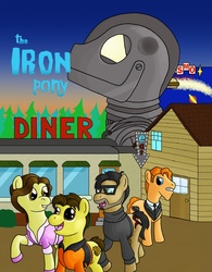 Size: 1180x1511 | Tagged: safe, artist:rydelfox, annie hughes, crossover, dean mccoppin, hogarth hughes, kent mansley, ponified, the iron giant