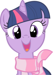 Size: 5000x7145 | Tagged: safe, artist:mrcbleck, twilight sparkle, pony, g4, winter wrap up, absurd resolution, clothes, female, happy, open mouth, scarf, simple background, smiling, solo, transparent background, vector