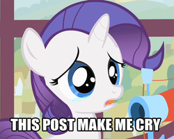 Size: 500x399 | Tagged: safe, rarity, pony, g4, crying, female, filly, image macro, reaction image, solo