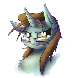 Size: 1994x2110 | Tagged: safe, artist:leadhooves, oc, oc only, oc:kneaded rubber, pony, blushing, glasses, solo
