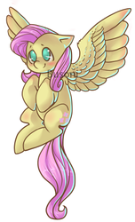 Size: 291x480 | Tagged: safe, artist:busoni, fluttershy, pegasus, pony, g4, cute, female, mare, no pupils, simple background, solo, spread wings, watermark, white background, wings