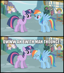 Size: 876x991 | Tagged: safe, rainbow dash, twilight sparkle, g4, comic, image macro