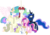 Size: 4000x2786 | Tagged: dead source, safe, artist:draikjack, alula, leon, pluto, princess cadance, princess celestia, princess erroria, princess golden dream (g4), princess luna, oc, oc:fausticorn, alicorn, pony, princess molestia, g4, decadence, female, filly, foal, grin, lauren faust, looking at you, love poison, lunaughty, mare, princess, rapeface, simple background, smiling, spread wings, transparent background, wide eyes