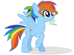 Size: 646x481 | Tagged: safe, artist:selecteddash, rainbow dash, pegasus, pony, g4, alternate hairstyle, female, mare, raised hoof, simple background, solo, vector, white background