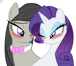 Size: 855x750 | Tagged: safe, artist:faith-wolff, octavia melody, rarity, earth pony, pony, unicorn, g4, blushing, female, lesbian, mare, raritavia, shipping, simple background, transparent background