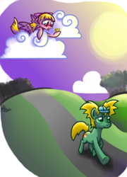 Size: 625x866 | Tagged: safe, artist:ceriselioness, arnold shortman, bow, crossover, helga pataki, hey arnold, ponified, tsundere