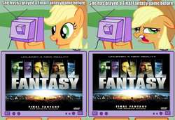 Size: 1126x771 | Tagged: safe, applejack, earth pony, pony, g4, exploitable meme, final fantasy, meme, meta, tv meme