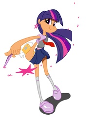 Size: 2550x3300 | Tagged: safe, artist:rockingquix, twilight sparkle, human, g4, clothes, high res, horn wand, humanized, magic, skinny, skirt, thin, wand